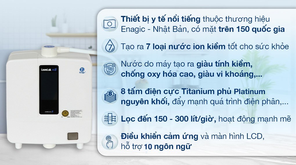 Khám phá cấu tạo, công dụng và giá máy lọc nước Kangen LeveLuk K8